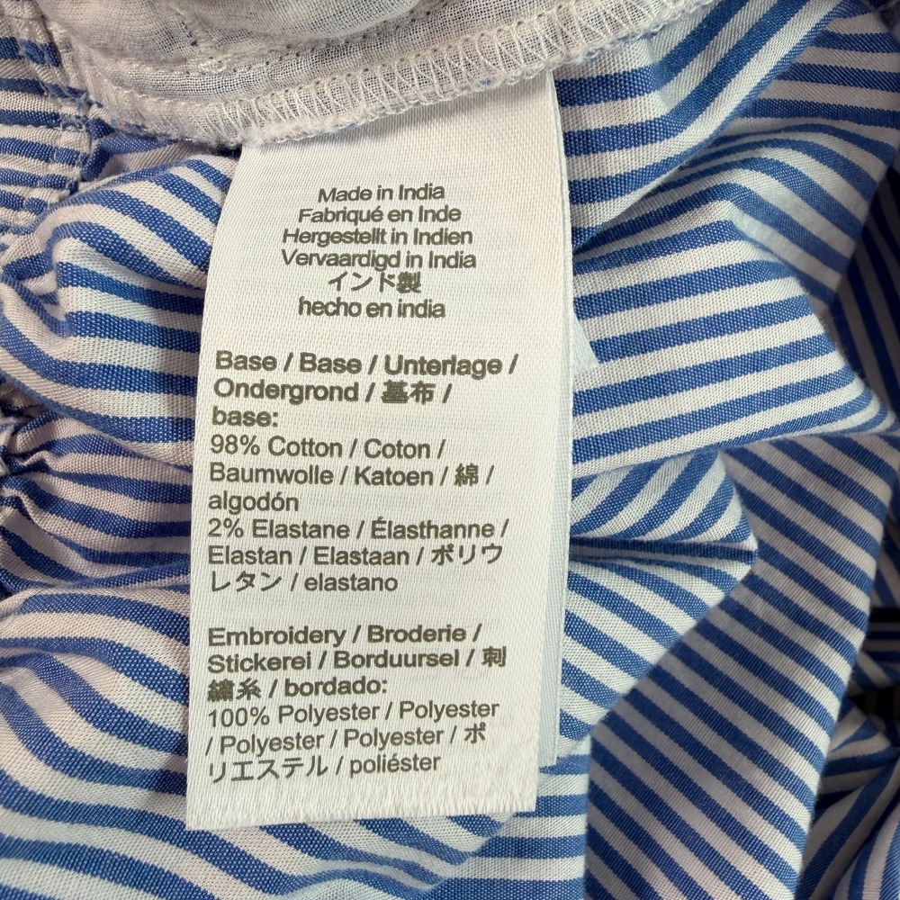 J Crew Womens Striped Embroidered Midi Skirt Sz L Blue White Coastal Cottage - Picture 7 of 8